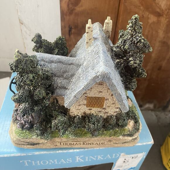 Vintage 2003 Thomas Kinkade Art Polyresin Clock With Led Light House Cottagecore - Picture 7 of 8